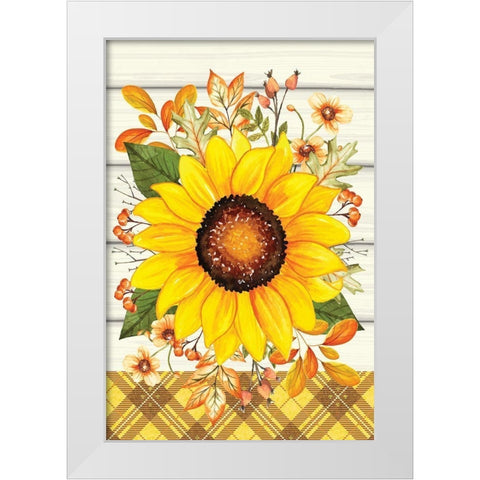 Sunflower White Modern Wood Framed Art Print by ND Art