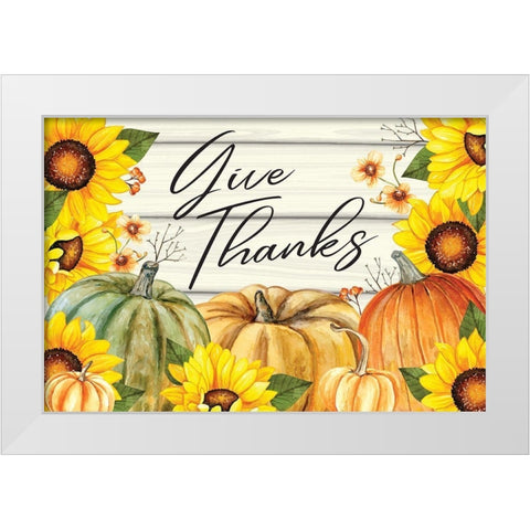 Give Thanks White Modern Wood Framed Art Print by ND Art