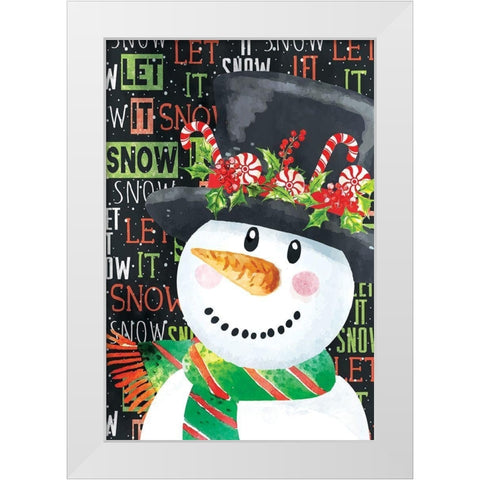 Snowman White Modern Wood Framed Art Print by ND Art