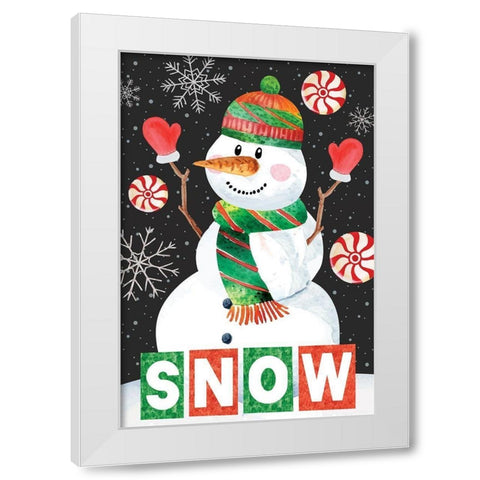 Snow Showman White Modern Wood Framed Art Print by ND Art