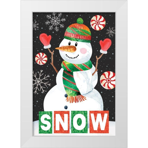 Snow Showman White Modern Wood Framed Art Print by ND Art