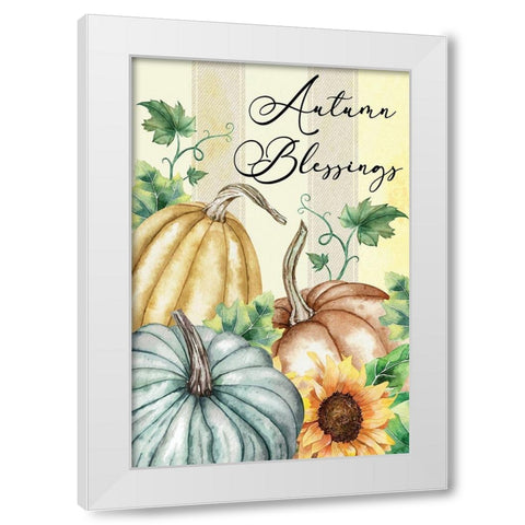 Autumn Blessings White Modern Wood Framed Art Print by ND Art