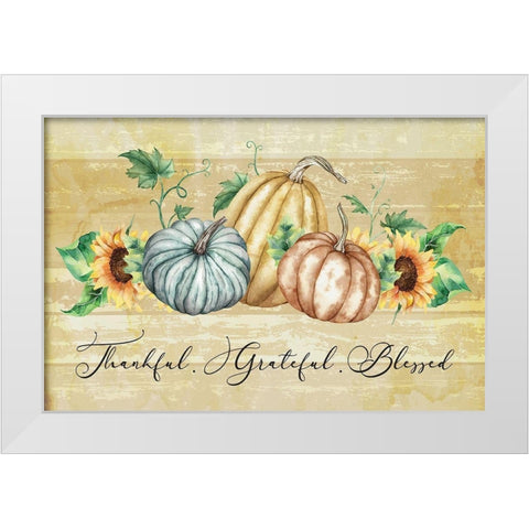 Thankful Grateful Blessed White Modern Wood Framed Art Print by ND Art