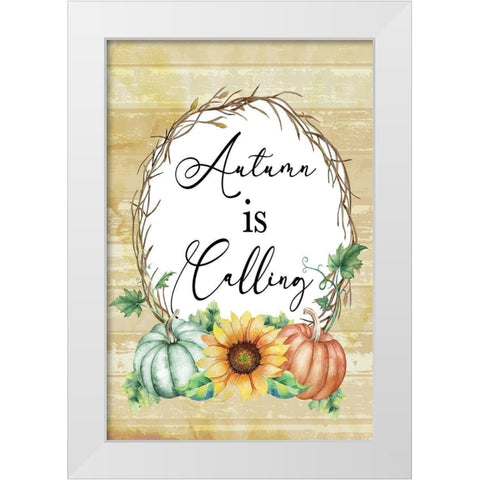 Autumn is Calling White Modern Wood Framed Art Print by ND Art