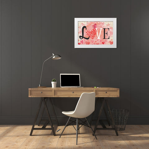 Love White Modern Wood Framed Art Print by ND Art