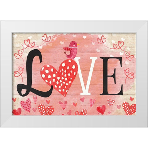 Love White Modern Wood Framed Art Print by ND Art