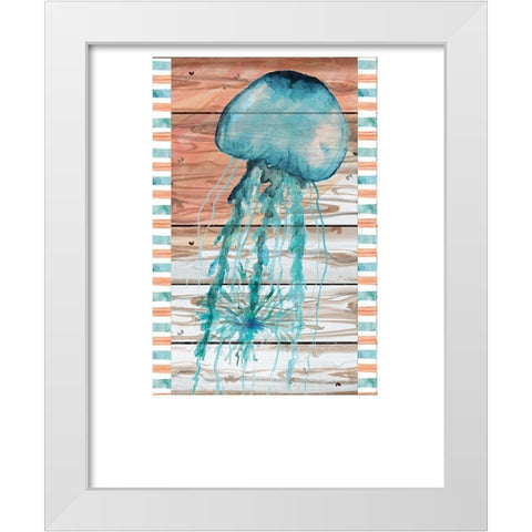 Jellyfish White Modern Wood Framed Art Print by ND Art
