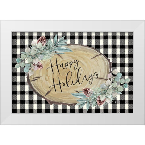 Happy Holidays White Modern Wood Framed Art Print by ND Art