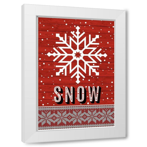 Snow Flake White Modern Wood Framed Art Print by ND Art