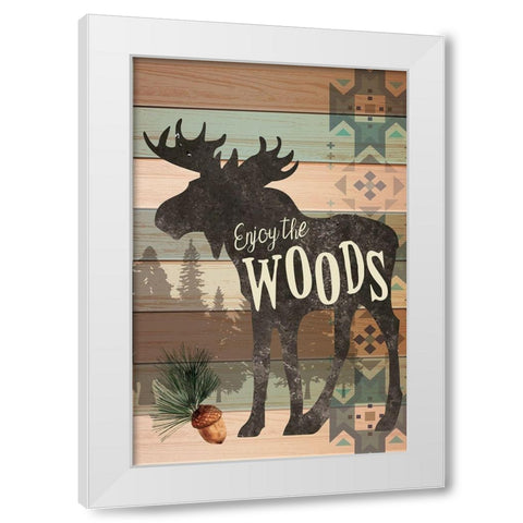 Enjoy the Woods White Modern Wood Framed Art Print by ND Art