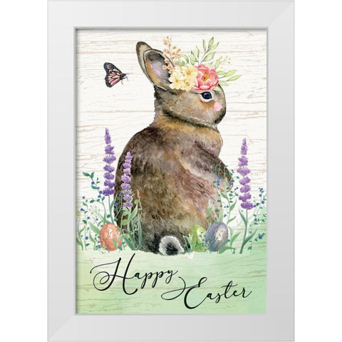 Happy Easter White Modern Wood Framed Art Print by ND Art