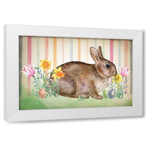 Bunny White Modern Wood Framed Art Print by ND Art