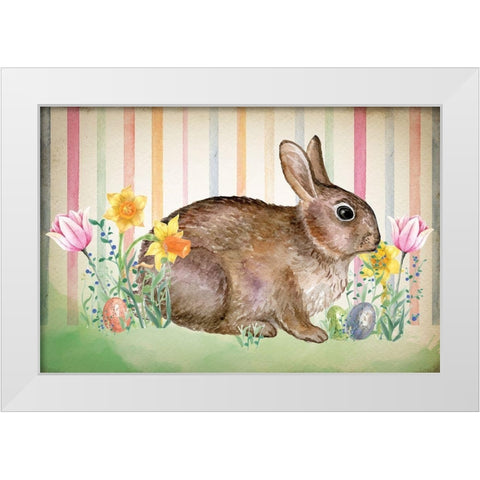 Bunny White Modern Wood Framed Art Print by ND Art