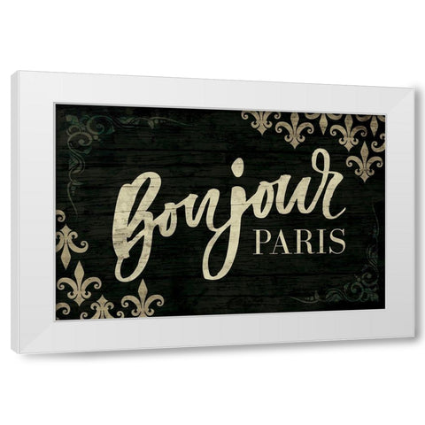 Bonjour White Modern Wood Framed Art Print by ND Art