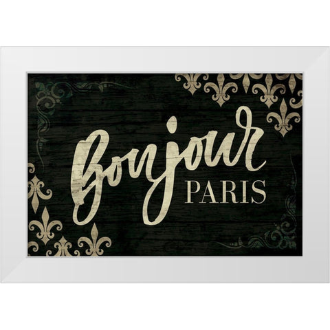 Bonjour White Modern Wood Framed Art Print by ND Art