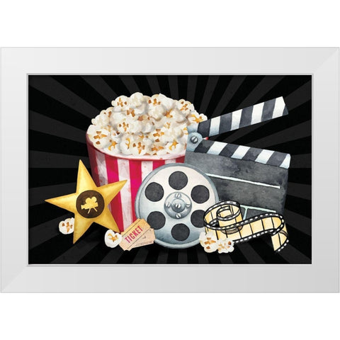 Movie III White Modern Wood Framed Art Print by ND Art