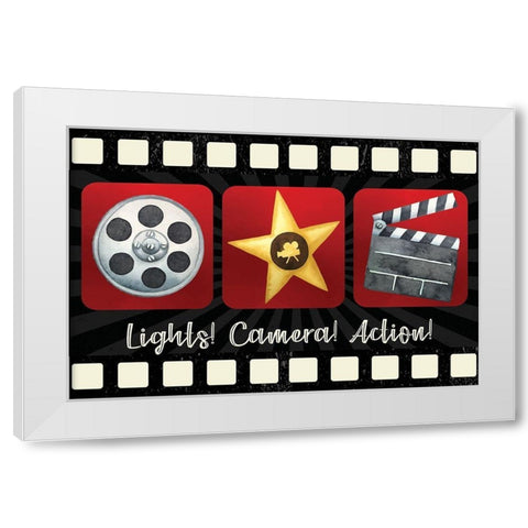 Movie IV White Modern Wood Framed Art Print by ND Art