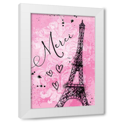 Merci White Modern Wood Framed Art Print by ND Art