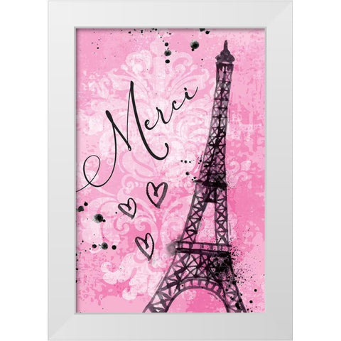 Merci White Modern Wood Framed Art Print by ND Art