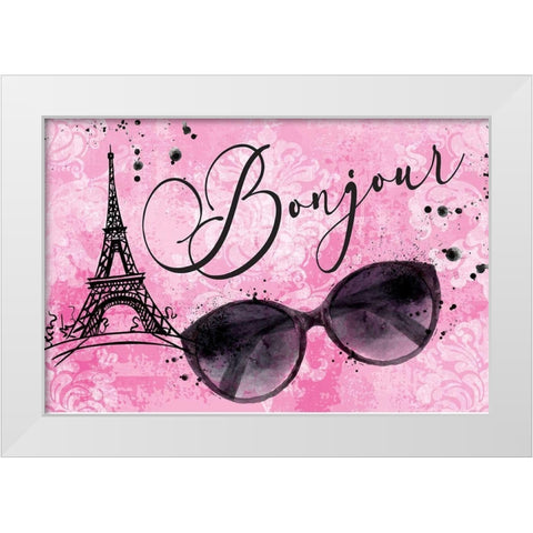 Bonjour White Modern Wood Framed Art Print by ND Art