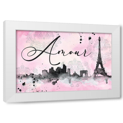 Amour White Modern Wood Framed Art Print by ND Art
