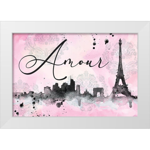 Amour White Modern Wood Framed Art Print by ND Art