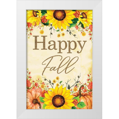 Happy Fall White Modern Wood Framed Art Print by ND Art