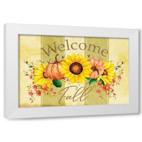 Welcome Fall White Modern Wood Framed Art Print by ND Art