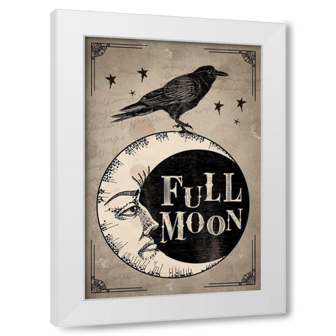 Full Moon White Modern Wood Framed Art Print by ND Art