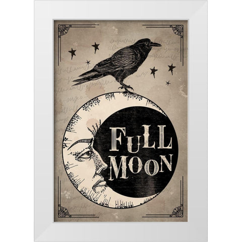 Full Moon White Modern Wood Framed Art Print by ND Art