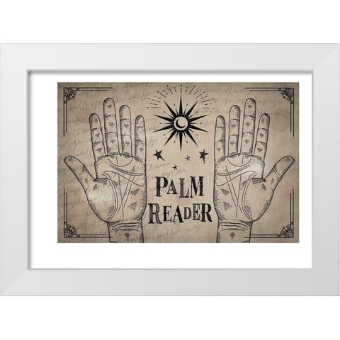 Palm Reader White Modern Wood Framed Art Print by ND Art