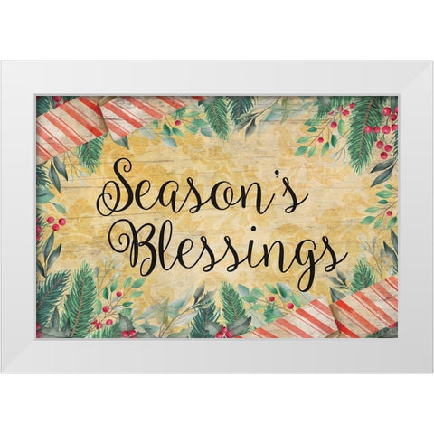 Seasons Blessings White Modern Wood Framed Art Print by ND Art