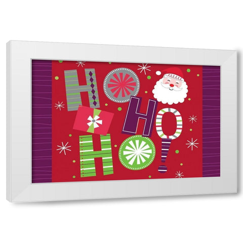 Ho Ho Ho White Modern Wood Framed Art Print by ND Art