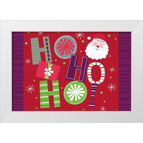 Ho Ho Ho White Modern Wood Framed Art Print by ND Art