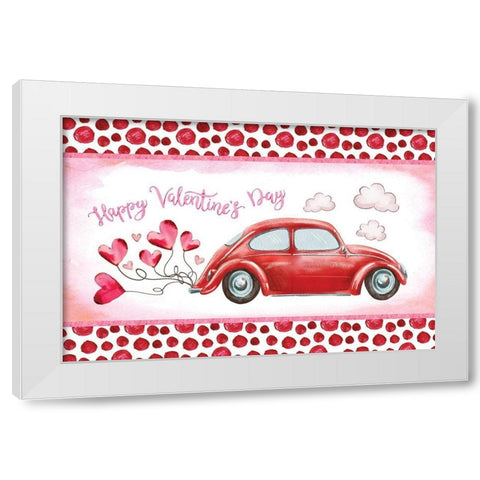 Happy Valentines Day White Modern Wood Framed Art Print by ND Art