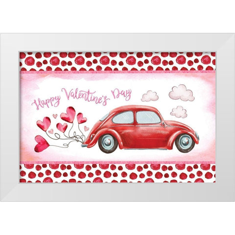 Happy Valentines Day White Modern Wood Framed Art Print by ND Art