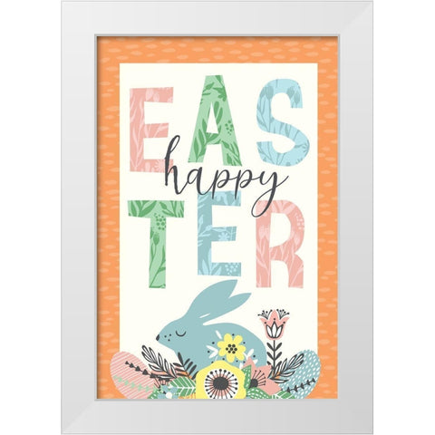 Happy Easter White Modern Wood Framed Art Print by ND Art