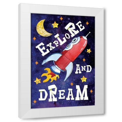 Explore and Dream White Modern Wood Framed Art Print by ND Art