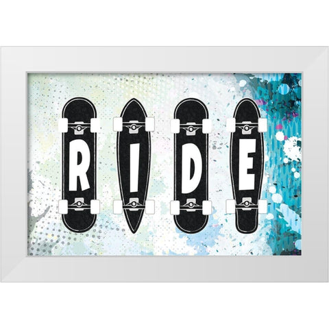 Ride White Modern Wood Framed Art Print by ND Art