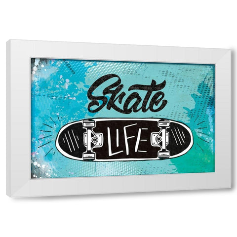 Skate Life White Modern Wood Framed Art Print by ND Art
