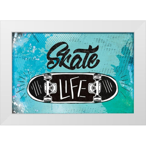 Skate Life White Modern Wood Framed Art Print by ND Art