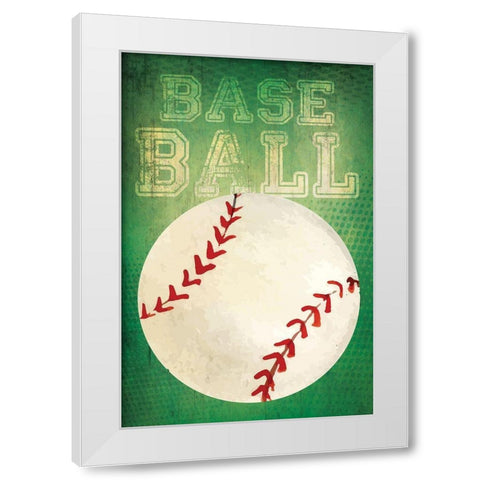Baseball White Modern Wood Framed Art Print by ND Art