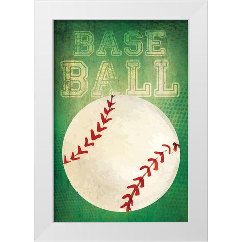 Baseball White Modern Wood Framed Art Print by ND Art