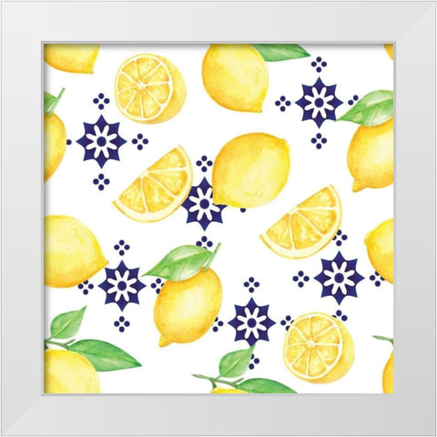 Lemonade Blues Pattern II White Modern Wood Framed Art Print by ND Art