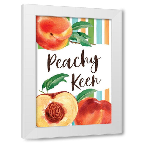 Peachy Keen White Modern Wood Framed Art Print by ND Art