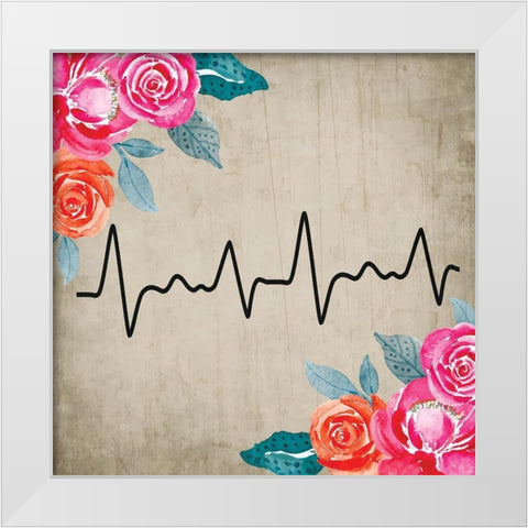 Heart Rate White Modern Wood Framed Art Print by ND Art