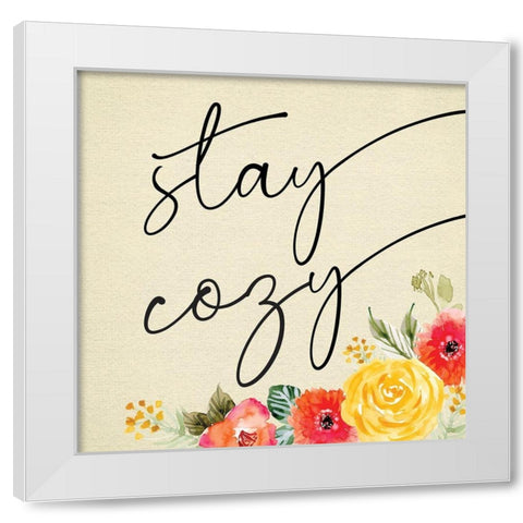 Stay Cozy White Modern Wood Framed Art Print by ND Art