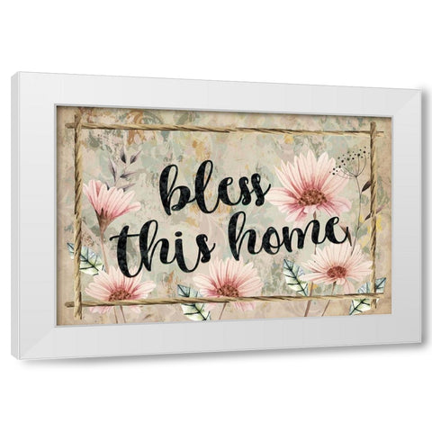Bless This Home White Modern Wood Framed Art Print by ND Art