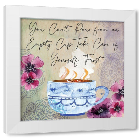 Take Care of Yourself White Modern Wood Framed Art Print by ND Art