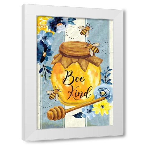 Bee Kind White Modern Wood Framed Art Print by ND Art